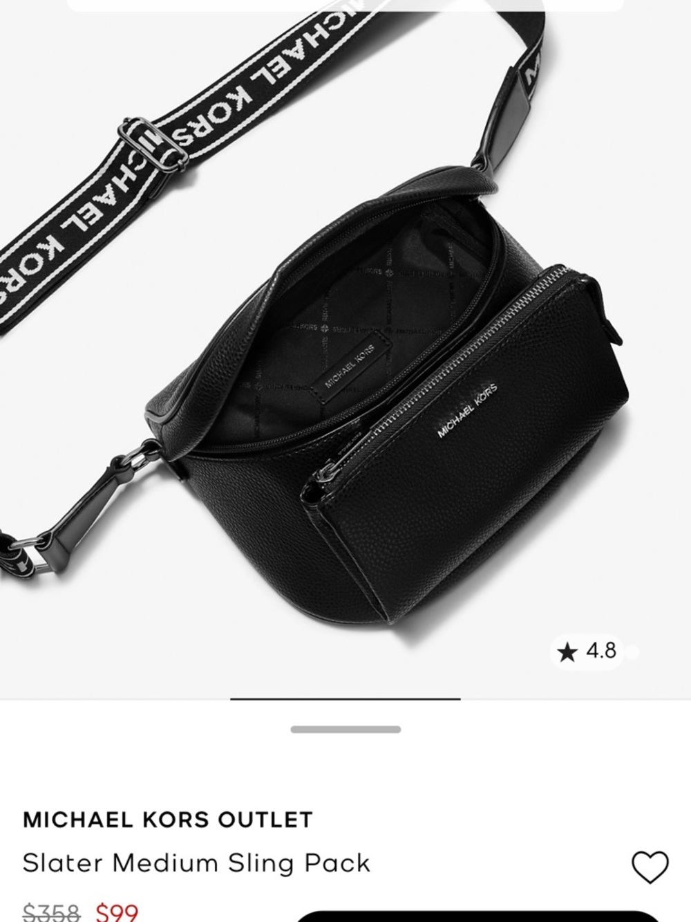 Michael Kors Black Leather Crossbody Belt Bag with Chain - Picture 2 of 3